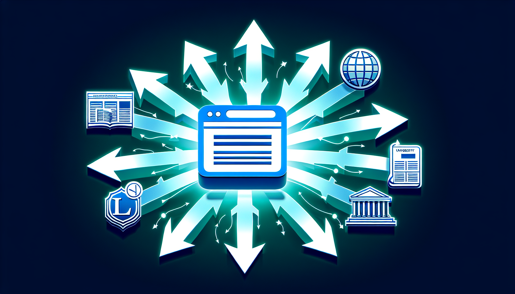 Illustration of a website with various inbound links